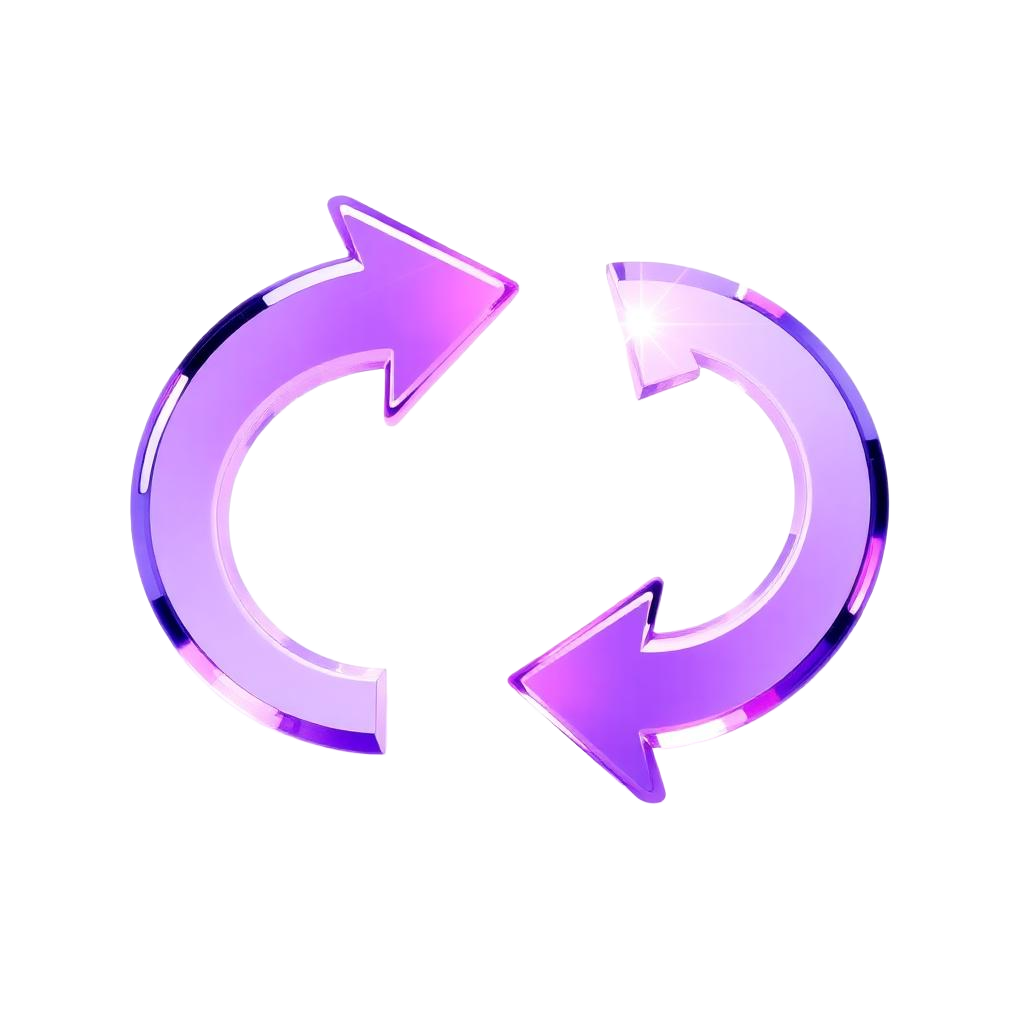 Glass illustration of two looping automation arrows