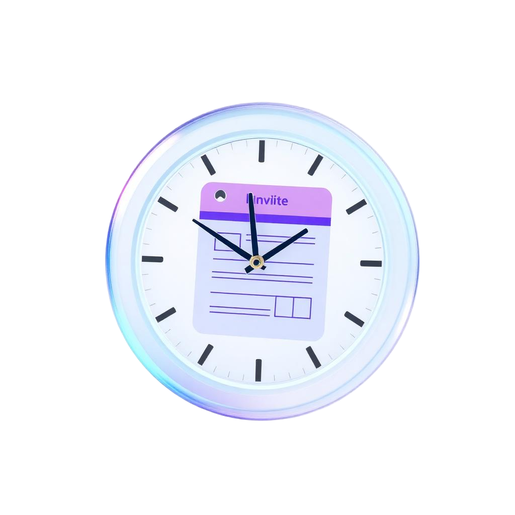 Glass illustration of a clock over a recurring invoice